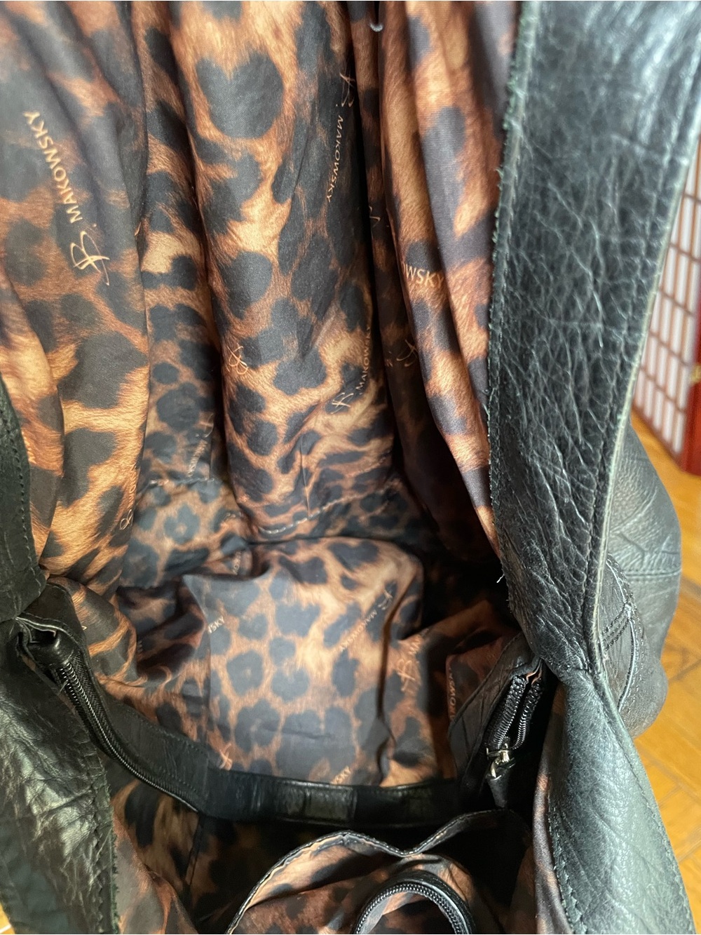 B. Makowsky Black Croc-Embossed Leather Hobo Bag - Picture 6 of 10